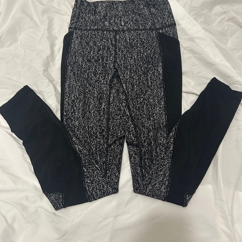 lululemon athletica Black and Gray Mesh Leggings